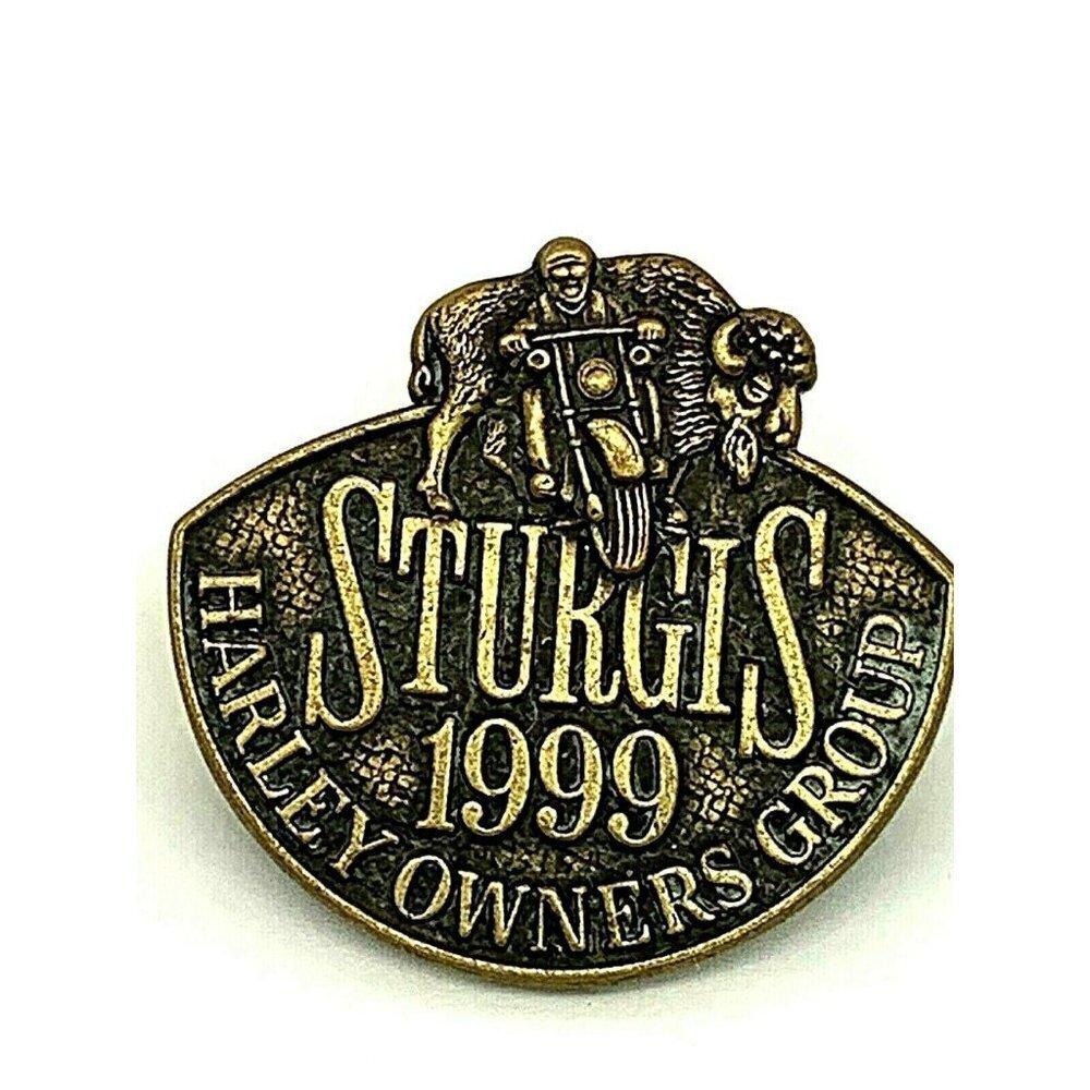 Harley Owners Group HOG Sturgis 1999 Motorcycle Vintage Hat Vest Pin 1.2…